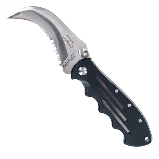 Hawk Bill Pocket Knife – Folding Stainless-Steel Blade with Partial Serrated Edge – Hooked Utility Pocketknife with Belt Clip by Whetstone