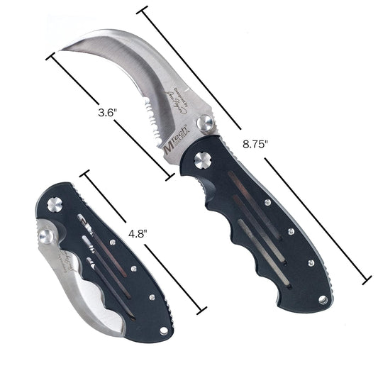 Hawk Bill Pocket Knife – Folding Stainless-Steel Blade with Partial Serrated Edge – Hooked Utility Pocketknife with Belt Clip by Whetstone