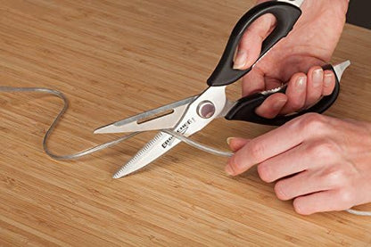 All-Purpose Come-Apart Kitchen Shears for Poultry, Fish, Vegetables, Herb Stripper, Bottle Opener (Black)