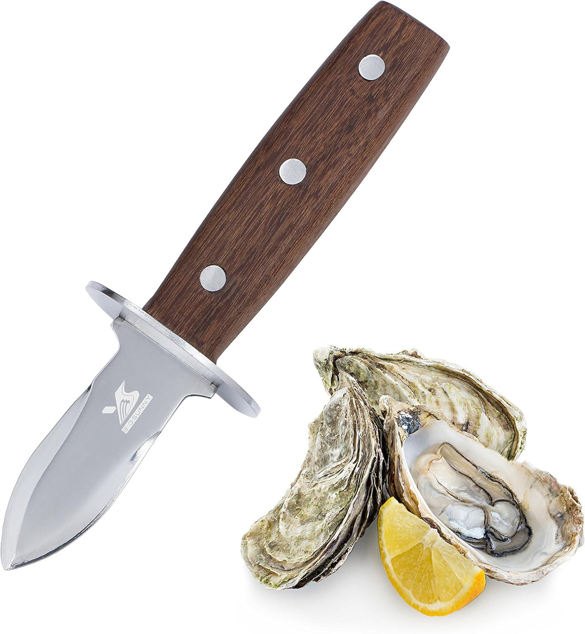 Oyster Shucker Knife with Rosewood Handle - Full Tang Stainless Steel