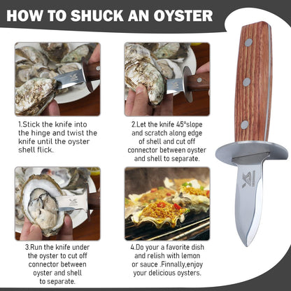 Oyster Shucker Knife with Rosewood Handle - Full Tang Stainless Steel