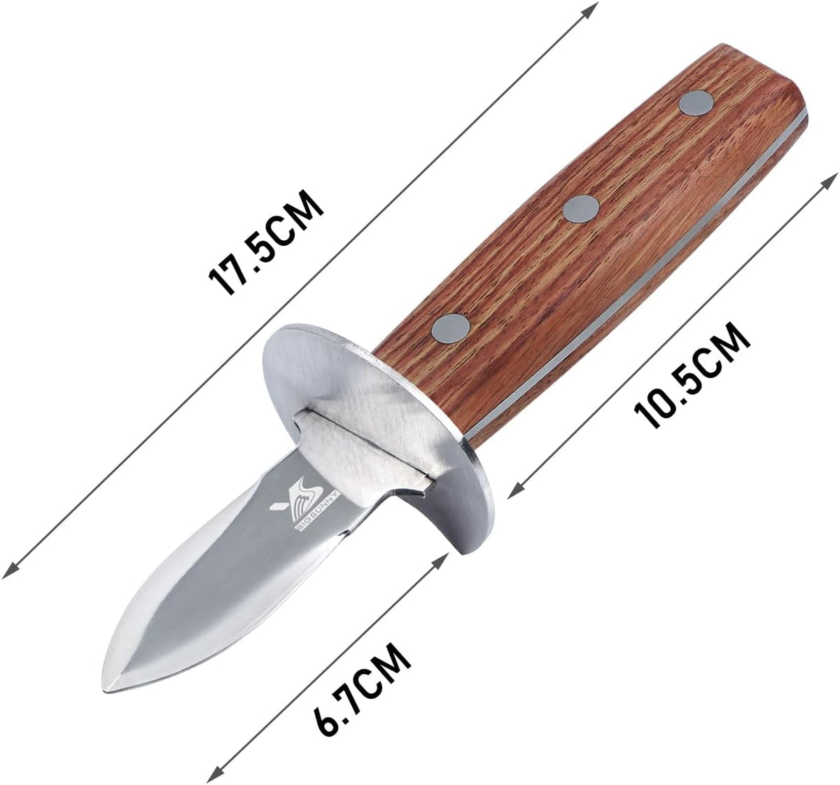 Oyster Shucker Knife with Rosewood Handle - Full Tang Stainless Steel