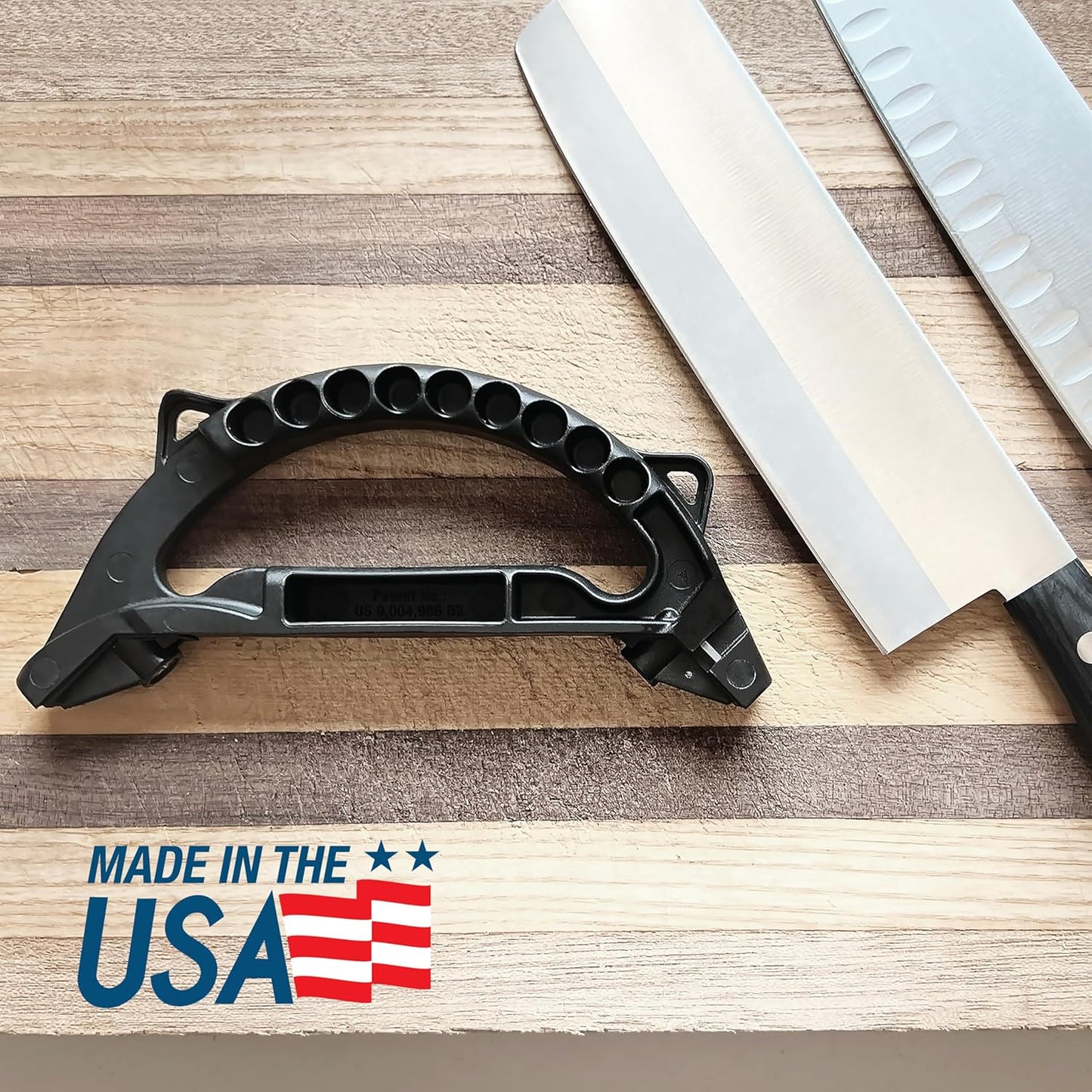 AccuSharp Gourmet Series, 15 & 21 Degree Dual Angle Knife and Scissors Sharpener, Diamond-Honed Tungsten Carbide Reversible Blades, Sharpens & Restores Serrated Knives