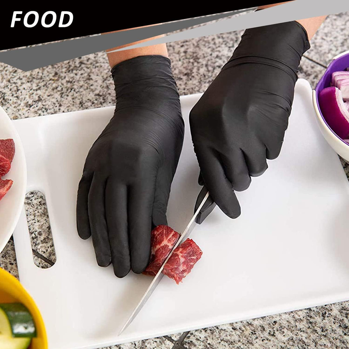 Nitrile Disposable Gloves,4mil-100 Count,Gloves Disposable Latex Free,Powder Free for Cooking,Household,Food safe