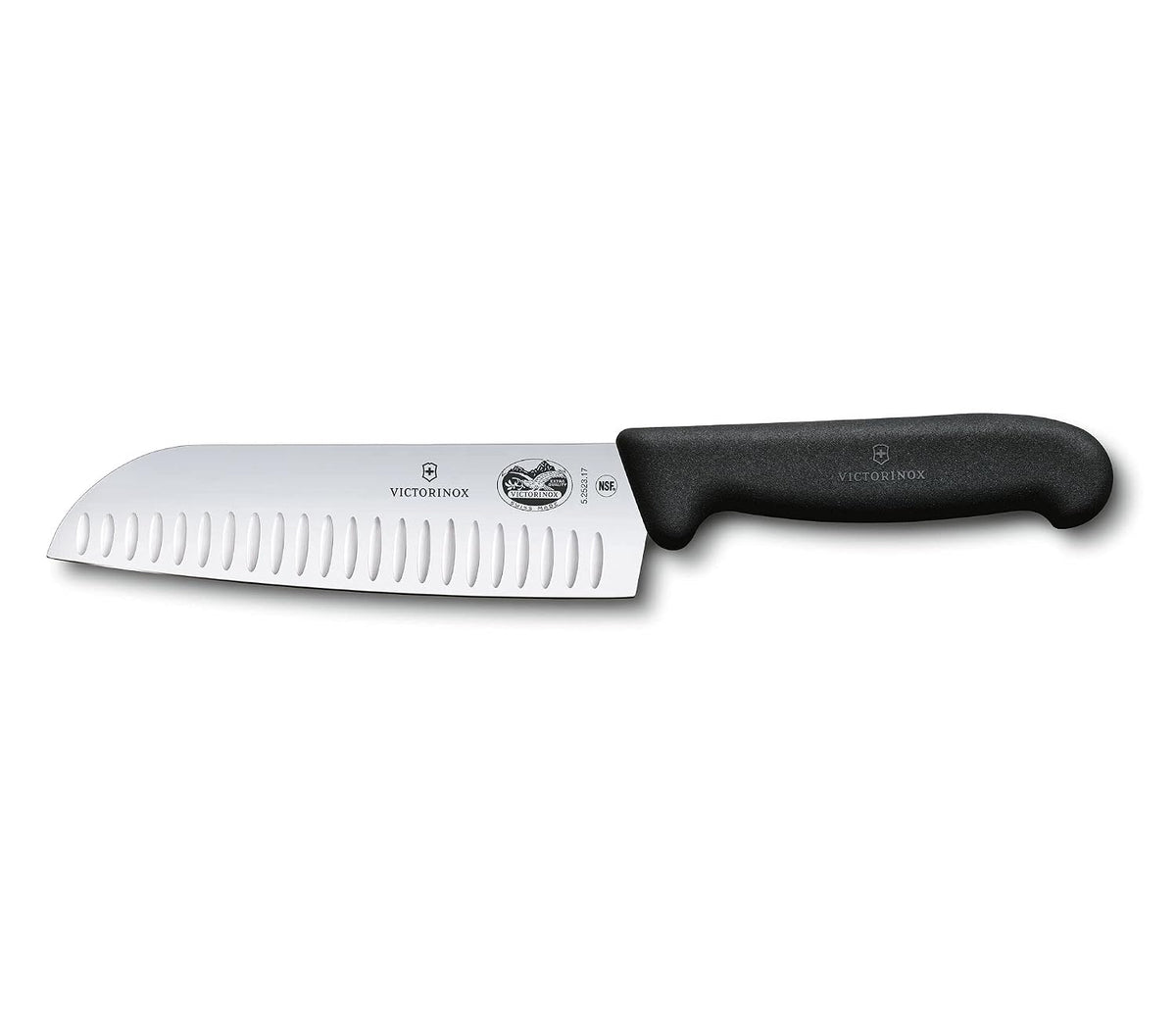 Fibrox 7 In. Santoku Knife, Granton Blade, Black
