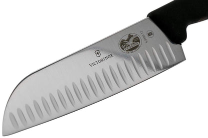 Fibrox 7 In. Santoku Knife, Granton Blade, Black