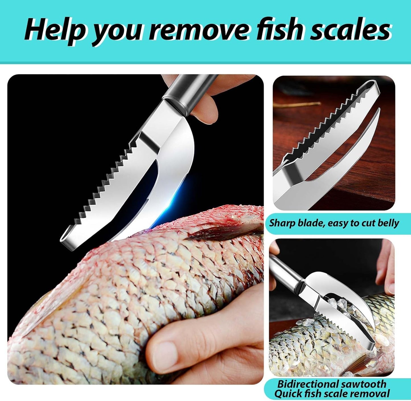 6 Shrimp Deveining Tool Stainless Steel, Shrimp Peeler Fish Scraper, Fish Scaling Tool Shrimp Cleaner, Fish Bone Tweezers Fish Cleaning Knife, Pin Bone Tweezers for Salmon Shrimp Fish