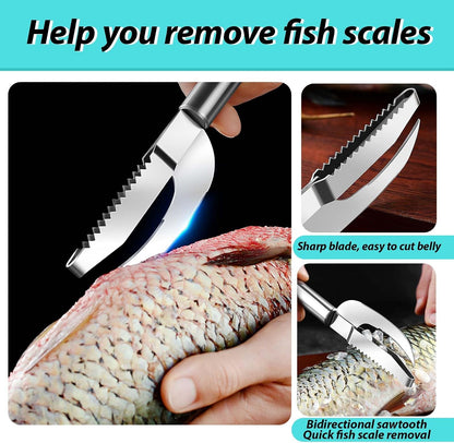 6 Shrimp Deveining Tool Stainless Steel, Shrimp Peeler Fish Scraper, Fish Scaling Tool Shrimp Cleaner, Fish Bone Tweezers Fish Cleaning Knife, Pin Bone Tweezers for Salmon Shrimp Fish