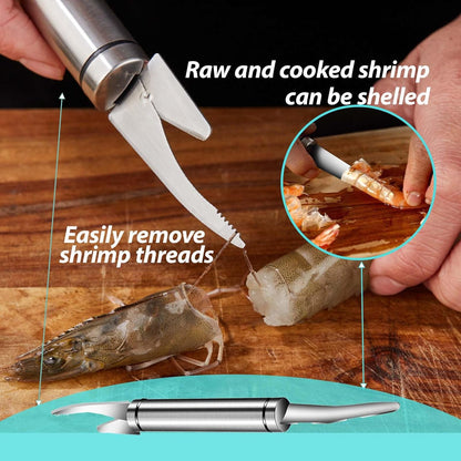 6 Shrimp Deveining Tool Stainless Steel, Shrimp Peeler Fish Scraper, Fish Scaling Tool Shrimp Cleaner, Fish Bone Tweezers Fish Cleaning Knife, Pin Bone Tweezers for Salmon Shrimp Fish