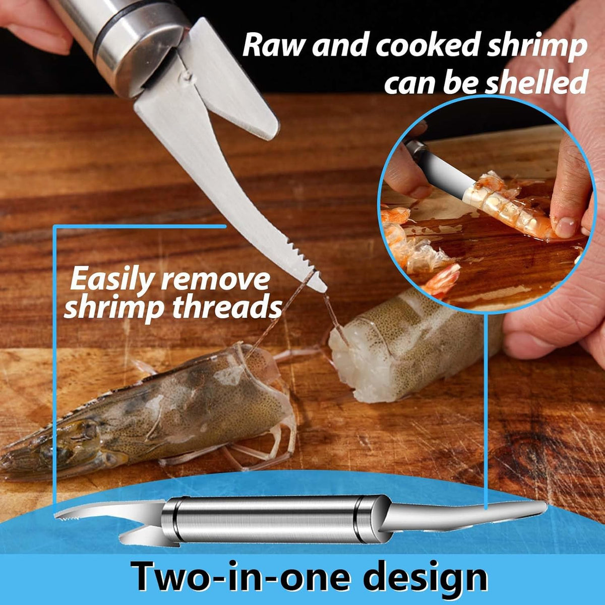 6 Shrimp Deveining Tool Stainless Steel, Shrimp Peeler Fish Scraper, Fish Scaling Tool Shrimp Cleaner, Fish Bone Tweezers Fish Cleaning Knife, Pin Bone Tweezers for Salmon Shrimp Fish