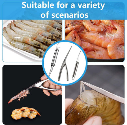 6 Shrimp Deveining Tool Stainless Steel, Shrimp Peeler Fish Scraper, Fish Scaling Tool Shrimp Cleaner, Fish Bone Tweezers Fish Cleaning Knife, Pin Bone Tweezers for Salmon Shrimp Fish