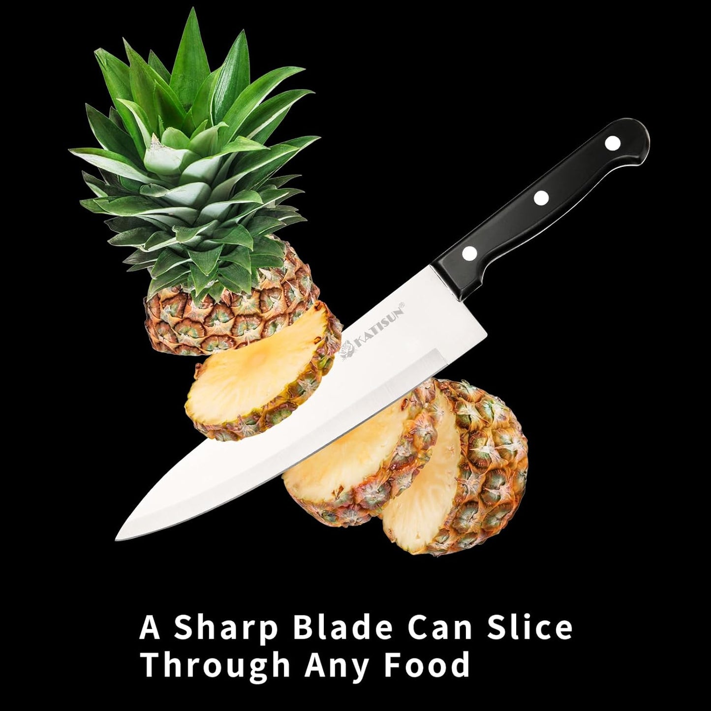 15-Piece Stainless Steel Kitchen Knife Set, Built-in Knife Sharpener, Dishwasher Safe, Ergonomic Non-Slip Handles, 6 Steak Knives, Black