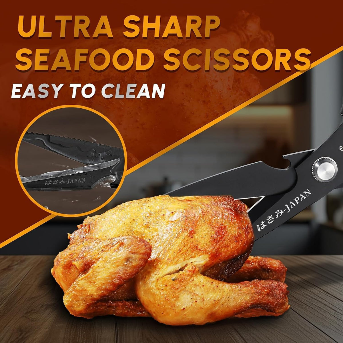 Huusk Kitchen Shears Set Silver - Seafood & Kitchen Scissors Set | Sharp Japanese-Style Cooking Meat Scissors for Crab, Shrimp, Lobster, Herbs and Food Prep, Gifts for Women Men