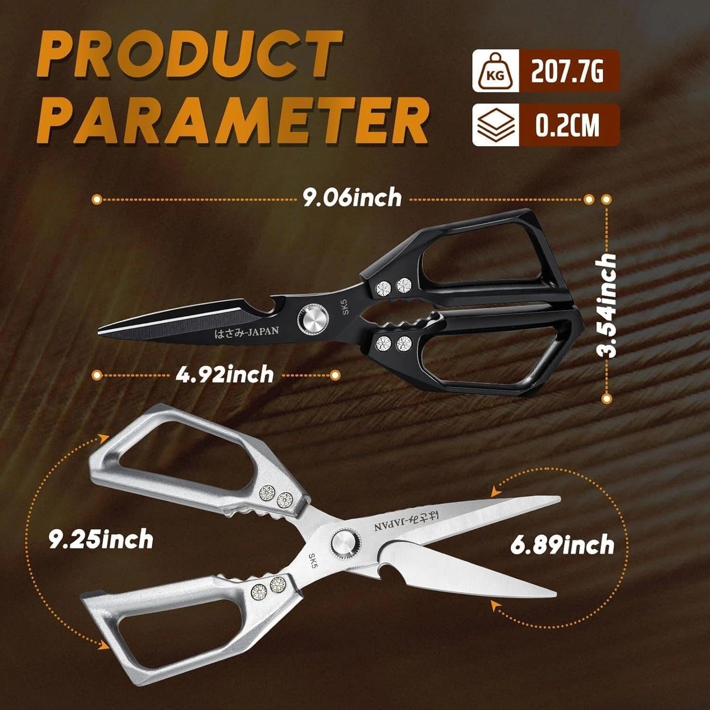 Huusk Kitchen Shears Set Silver - Seafood & Kitchen Scissors Set | Sharp Japanese-Style Cooking Meat Scissors for Crab, Shrimp, Lobster, Herbs and Food Prep, Gifts for Women Men