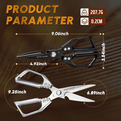 Huusk Kitchen Shears Set Silver - Seafood & Kitchen Scissors Set | Sharp Japanese-Style Cooking Meat Scissors for Crab, Shrimp, Lobster, Herbs and Food Prep, Gifts for Women Men