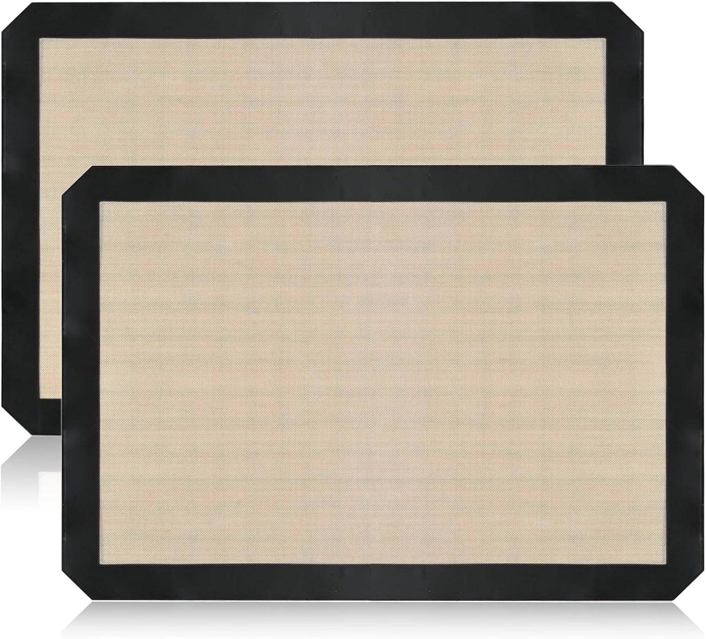 2 Pack Silicone Baking Mat Set, Nonstick Half Sheet, Orange/Beige
