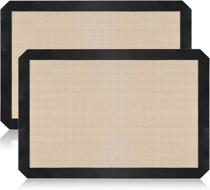 2 Pack Silicone Baking Mat Set, Nonstick Half Sheet, Orange/Beige
