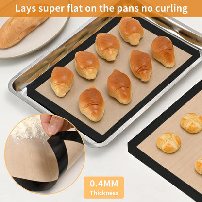 2 Pack Silicone Baking Mat Set, Nonstick Half Sheet, Orange/Beige