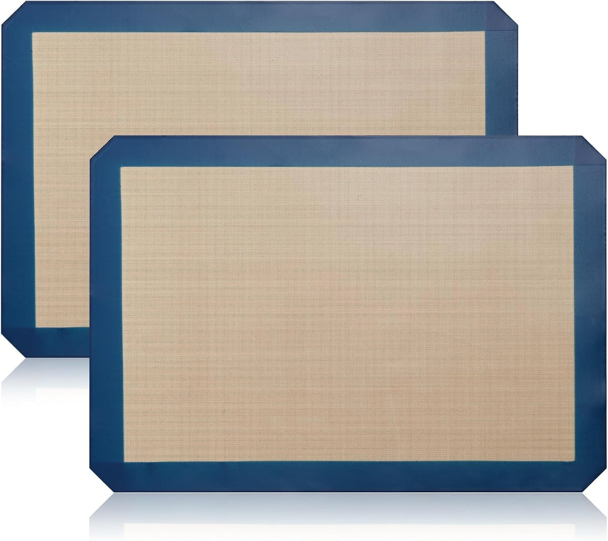 2 Pack Silicone Baking Mat Set, Nonstick Half Sheet, Orange/Beige