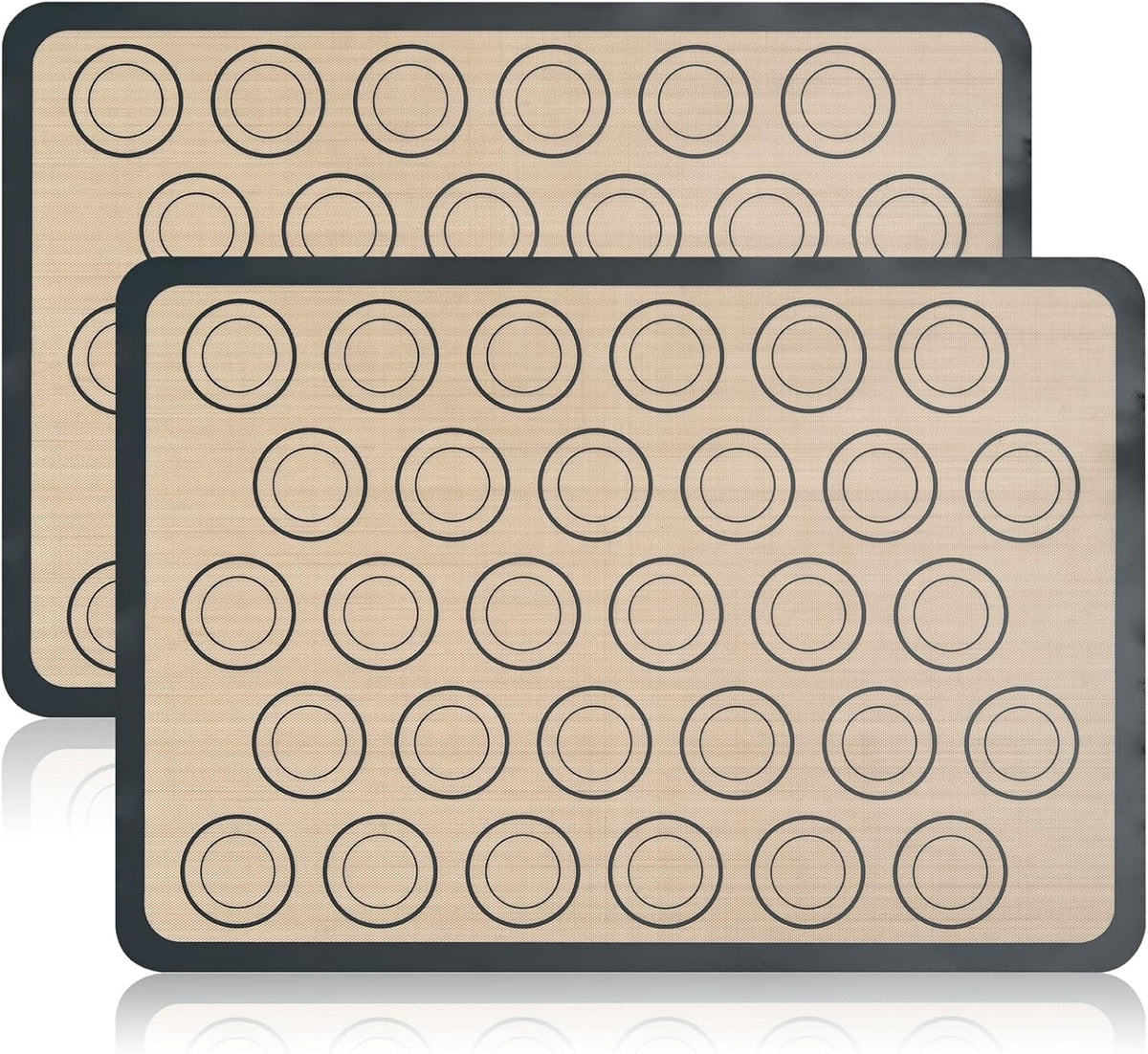 2 Pack Silicone Baking Mat Set, Nonstick Half Sheet, Orange/Beige