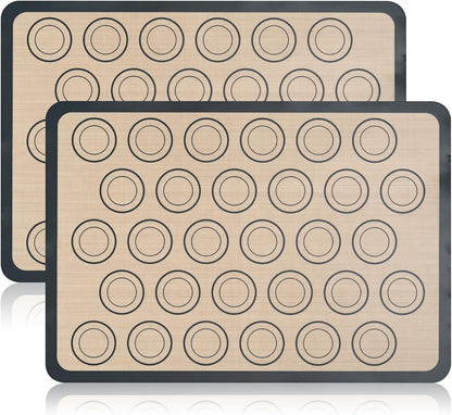 2 Pack Silicone Baking Mat Set, Nonstick Half Sheet, Orange/Beige