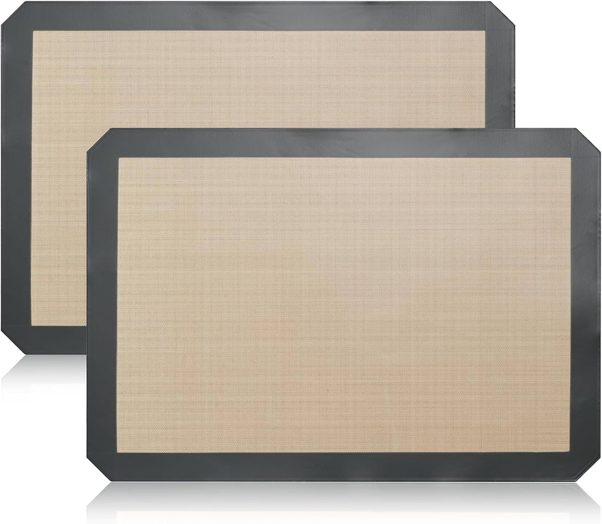 2 Pack Silicone Baking Mat Set, Nonstick Half Sheet, Orange/Beige