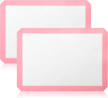 2 Pack Silicone Baking Mat Set, Nonstick Half Sheet, Orange/Beige