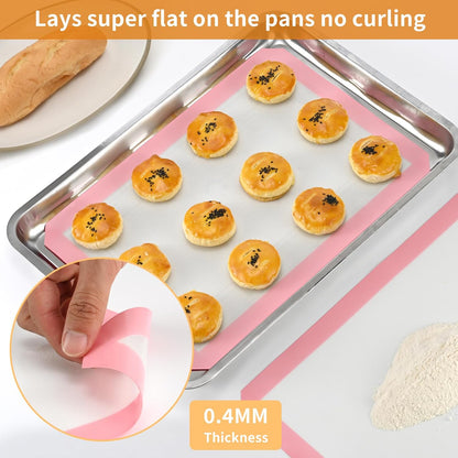 2 Pack Silicone Baking Mat Set, Nonstick Half Sheet, Orange/Beige