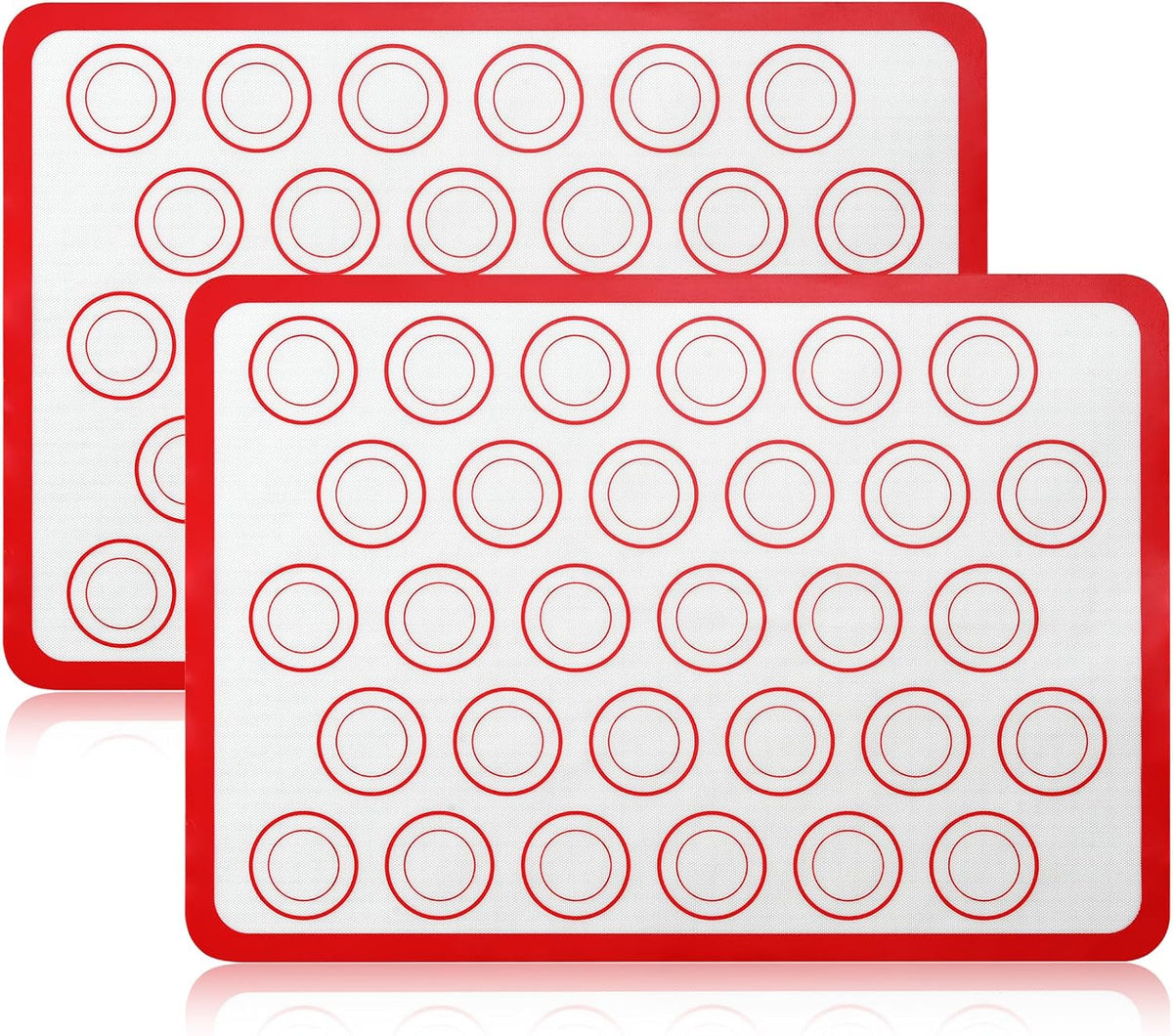2 Pack Silicone Baking Mat Set, Nonstick Half Sheet, Orange/Beige