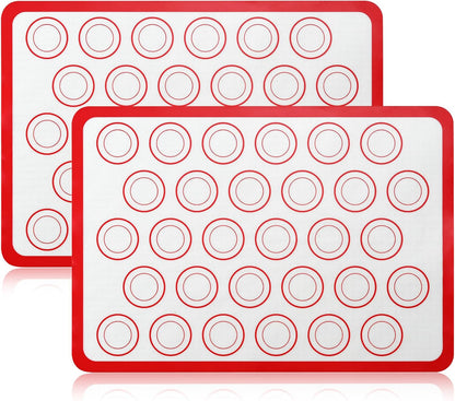 2 Pack Silicone Baking Mat Set, Nonstick Half Sheet, Orange/Beige