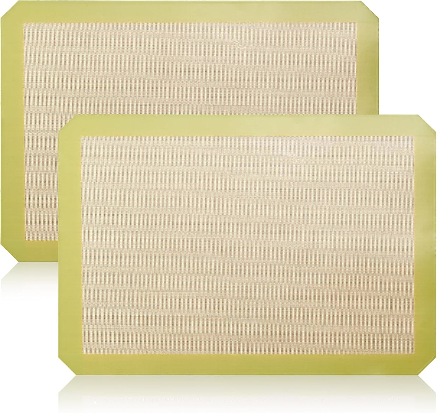 2 Pack Silicone Baking Mat Set, Nonstick Half Sheet, Orange/Beige