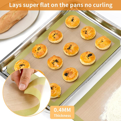 2 Pack Silicone Baking Mat Set, Nonstick Half Sheet, Orange/Beige