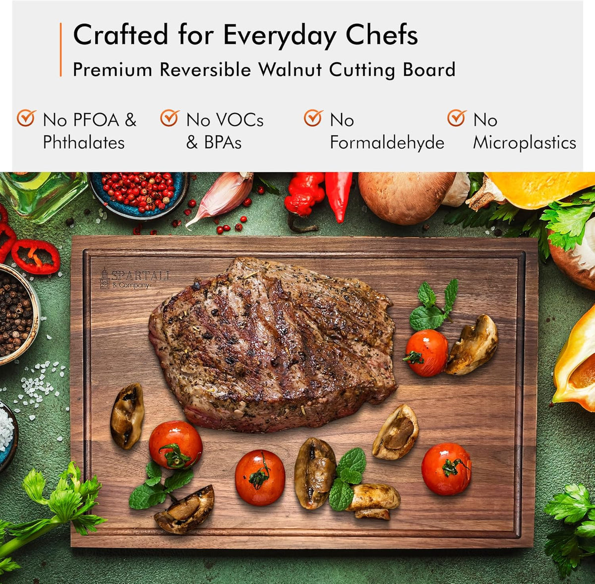 Premium Reversible Black Walnut Cutting Board with Juice Groove – 18" x 12” Hardwood Butcher Block for Meat, Cheese & Veggies – No Microplastics, BPA-Free, Gift-Ready Box