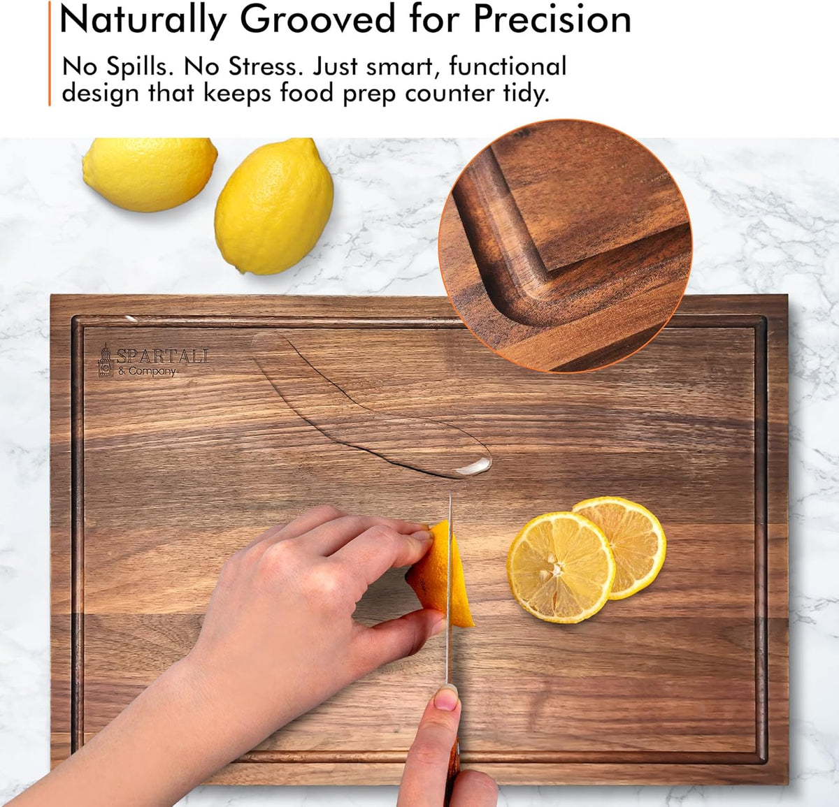 Premium Reversible Black Walnut Cutting Board with Juice Groove – 18" x 12” Hardwood Butcher Block for Meat, Cheese & Veggies – No Microplastics, BPA-Free, Gift-Ready Box