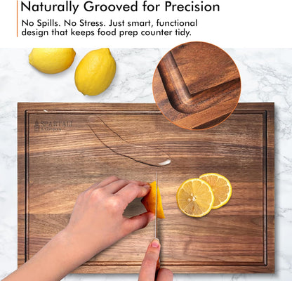 Premium Reversible Black Walnut Cutting Board with Juice Groove – 18" x 12” Hardwood Butcher Block for Meat, Cheese & Veggies – No Microplastics, BPA-Free, Gift-Ready Box