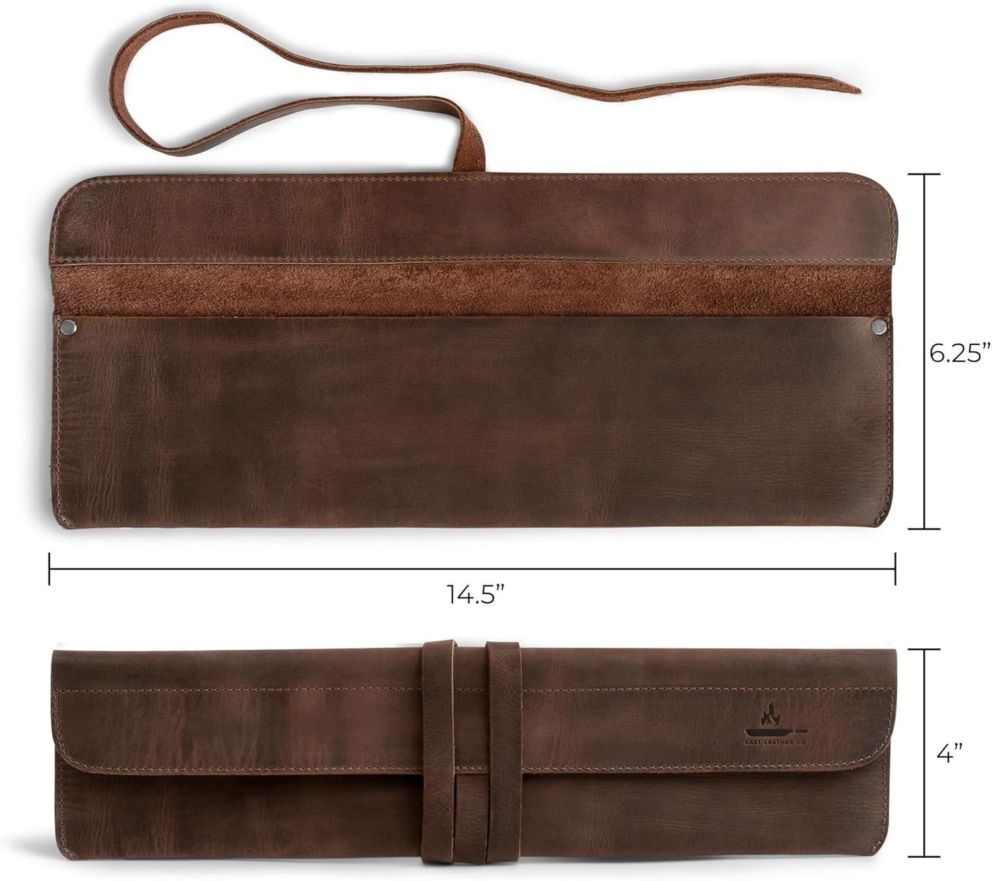 Leather Chef Knife Sheath, Single Case for Chef's Knives, Kitchen Small Storage Bag, Roll Bags for Travel, Professional Chefs Carrying Wrap Holder, Butcher Rolls Carrier (Bourbon Brown)