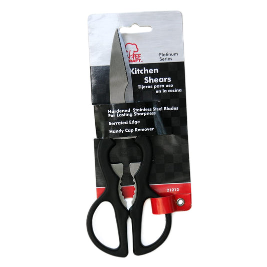 1-piece Kitchen Scissors with Stainless Steel Blade, Comfort Grip, Black, 8-inch