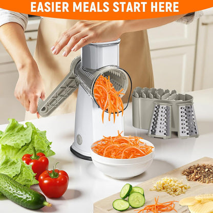 Rotary Cheese Grater Hand Crank, 5-in-1 Vegetable Chopper Spiralizer Slicer
