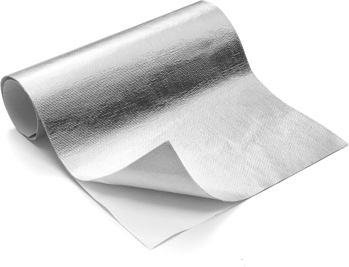 Aluminized Heat Shield Thermal Barrier Adhesive Backed Heat Sleeve Up to 2000 Degrees Fahrenheit (12'' X 40'')