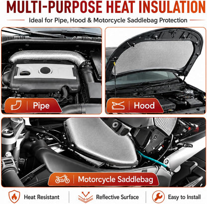 Aluminized Heat Shield Thermal Barrier Adhesive Backed Heat Sleeve Up to 2000 Degrees Fahrenheit (12'' X 40'')