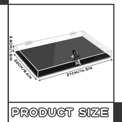 Acrylic Locking Display Case for Knife Jewelry, Clear Rectangular Display Box Security Showcase Organizer Tray with Lock Key and Padding for Jewelry Collectibles Pocket Knives