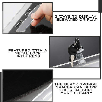 Acrylic Locking Display Case for Knife Jewelry, Clear Rectangular Display Box Security Showcase Organizer Tray with Lock Key and Padding for Jewelry Collectibles Pocket Knives