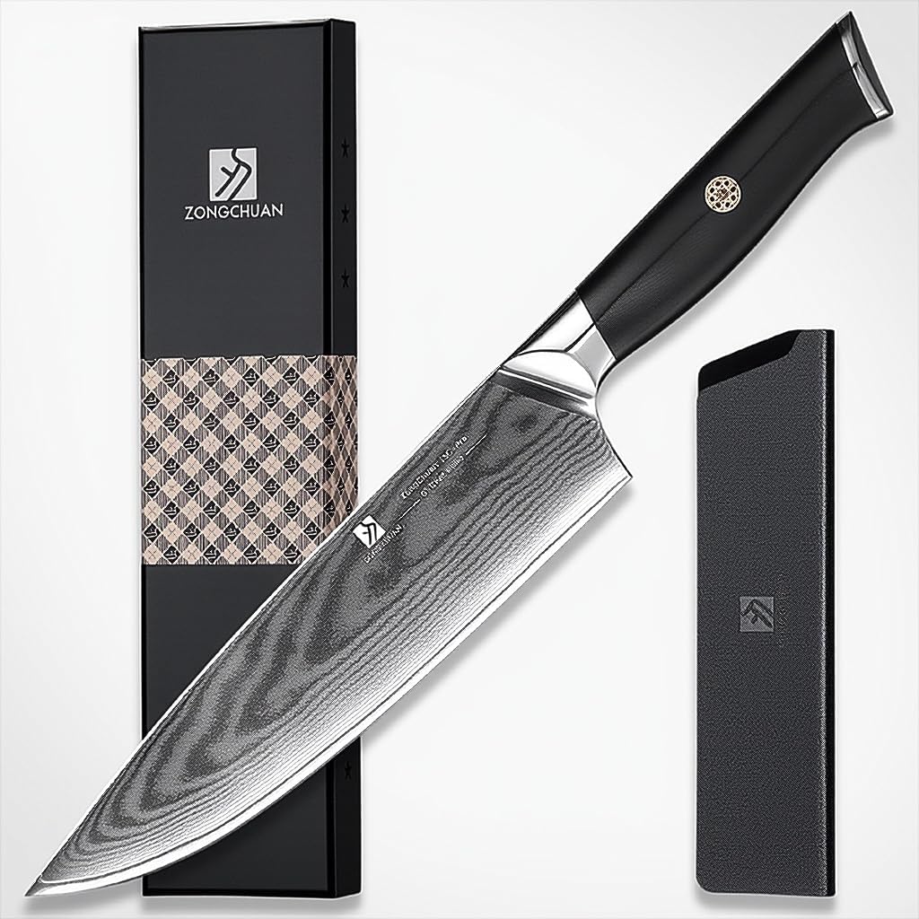 Utility Knife,5.5inch Damascus knife,67-Layer High Carbon Stainless Steel Kitchen Knife,Professiona Sharp Cutting Knives with Black Ergonomic G10 Handle,Gift Box for Home and Kitchen Birthday Gift