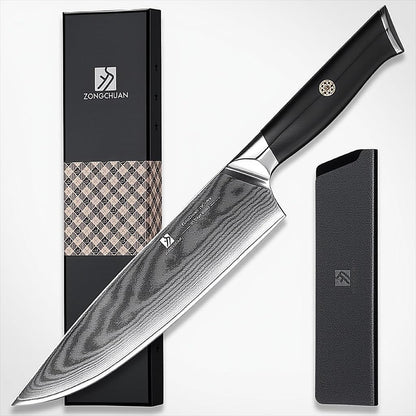 Utility Knife,5.5inch Damascus knife,67-Layer High Carbon Stainless Steel Kitchen Knife,Professiona Sharp Cutting Knives with Black Ergonomic G10 Handle,Gift Box for Home and Kitchen Birthday Gift