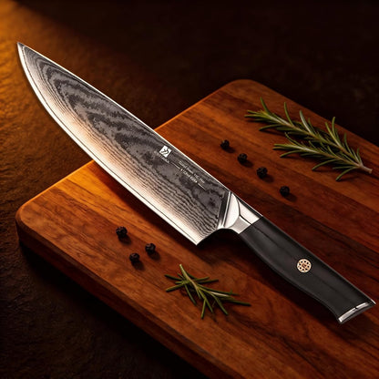 Utility Knife,5.5inch Damascus knife,67-Layer High Carbon Stainless Steel Kitchen Knife,Professiona Sharp Cutting Knives with Black Ergonomic G10 Handle,Gift Box for Home and Kitchen Birthday Gift