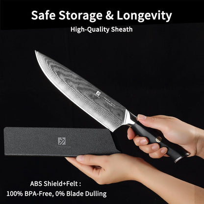 Utility Knife,5.5inch Damascus knife,67-Layer High Carbon Stainless Steel Kitchen Knife,Professiona Sharp Cutting Knives with Black Ergonomic G10 Handle,Gift Box for Home and Kitchen Birthday Gift