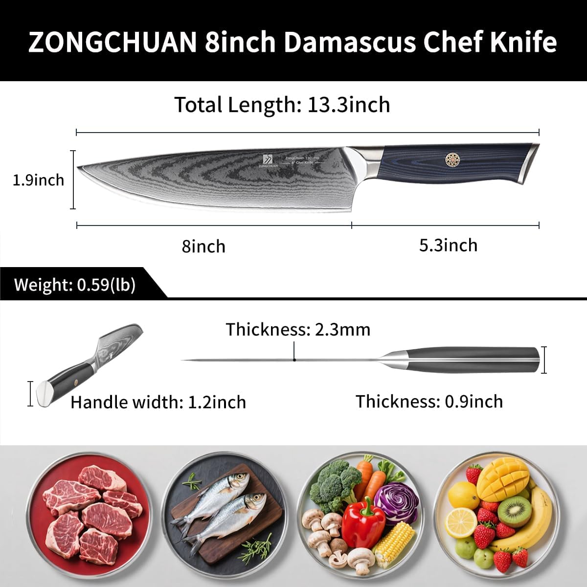 Utility Knife,5.5inch Damascus knife,67-Layer High Carbon Stainless Steel Kitchen Knife,Professiona Sharp Cutting Knives with Black Ergonomic G10 Handle,Gift Box for Home and Kitchen Birthday Gift