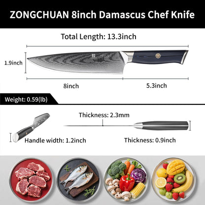 Utility Knife,5.5inch Damascus knife,67-Layer High Carbon Stainless Steel Kitchen Knife,Professiona Sharp Cutting Knives with Black Ergonomic G10 Handle,Gift Box for Home and Kitchen Birthday Gift