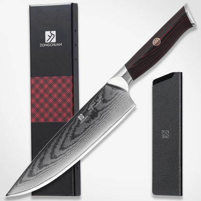 Utility Knife,5.5inch Damascus knife,67-Layer High Carbon Stainless Steel Kitchen Knife,Professiona Sharp Cutting Knives with Black Ergonomic G10 Handle,Gift Box for Home and Kitchen Birthday Gift
