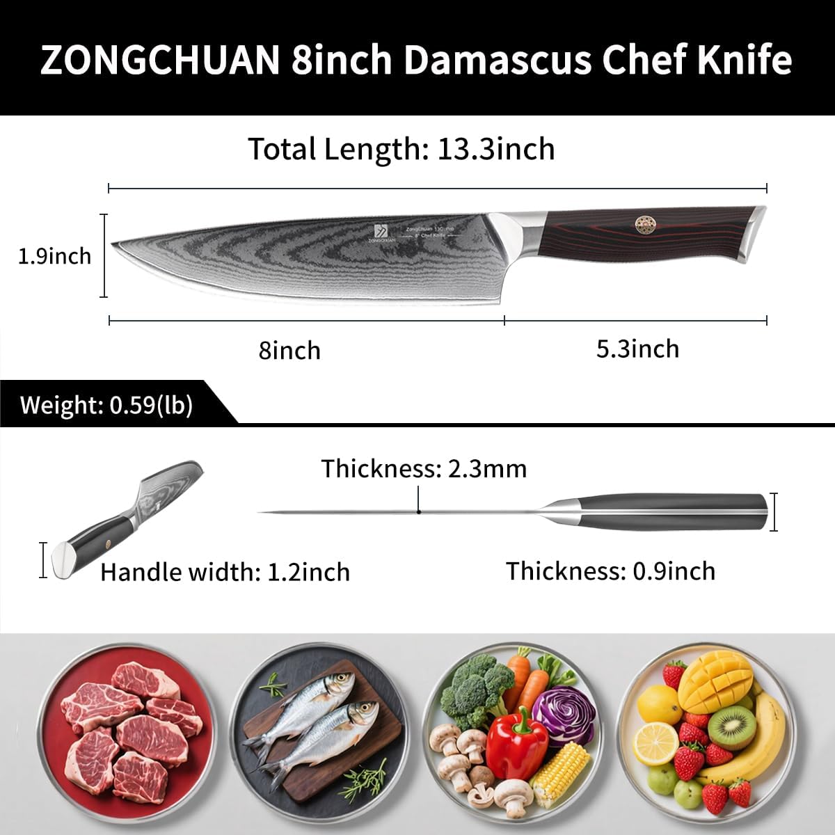 Utility Knife,5.5inch Damascus knife,67-Layer High Carbon Stainless Steel Kitchen Knife,Professiona Sharp Cutting Knives with Black Ergonomic G10 Handle,Gift Box for Home and Kitchen Birthday Gift